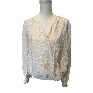 Anthropologie Wrap Blouse Long Sleeve Cross Over XL Balletcore